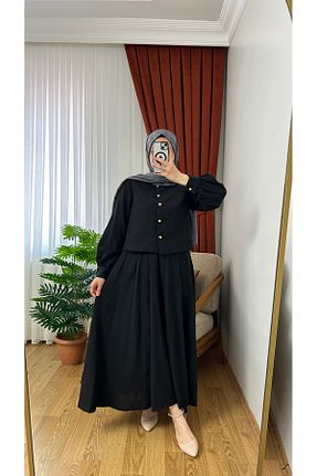 ست بالاتنه و پائین تنه حجاب مشکی زنانه رگولار İrva Tesettür - کد 925079222
