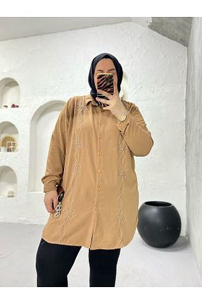 پیراهن سایز بزرگ بژ زنانه سایز بزرگ DERA - کد 926925169