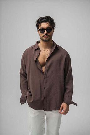 پیراهن قهوه ای مردانه Asimetrik OUTFİT MAN - کد 928525579