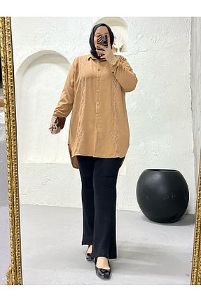 پیراهن سایز بزرگ بژ زنانه سایز بزرگ DERA - کد 926925169