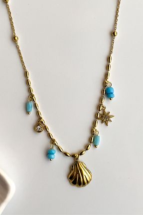 گردنبند استیل ( فولاد ) زرد زنانه استیل ضد زنگ Radino Collection - کد 928526007