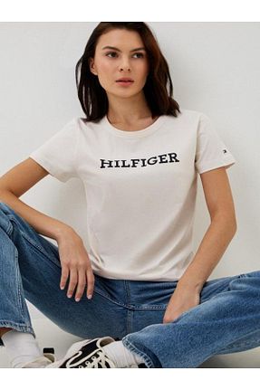 تیشرت نباتی زنانه یقه دوچرخه Tommy Hilfiger - کد 887757928