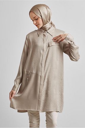تونیک حجاب بژ زنانه پلی استر Alvina - کد 928551805