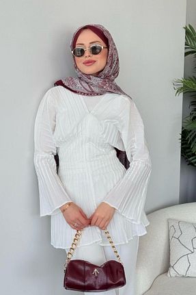پیراهن حجاب سفید زنانه 3/4 Boy HAZA MODA - کد 928552067