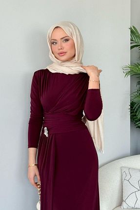 لباس حجاب زرشکی رگولار HAZA MODA - کد 928552412