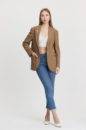 کت بلیزر قهوه ای زنانه بافتنی Ted Davıd - کد 899402752
