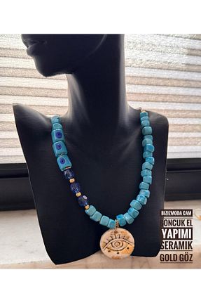 گردنبند جواهر آبی زنانه شیشه bizizmoda - کد 928526082