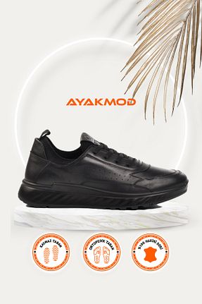 کفش کژوال مشکی مردانه چرم خالص AYAKMOD - کد 853475127