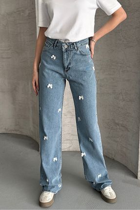 شلوار جین آبی زنانه پاچه گشاد macharel jeans - کد 928439481
