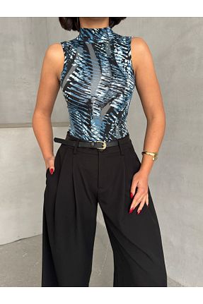 بلوز آبی زنانه طرح دار Look Forward - کد 928591013