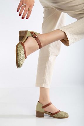 صندل سبز زنانه پاشنه ضخیم ANALİN SHOES - کد 928583056