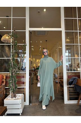 ست بالاتنه و پائین تنه حجاب سبز زنانه Relaxed NS Moda - کد 928616929