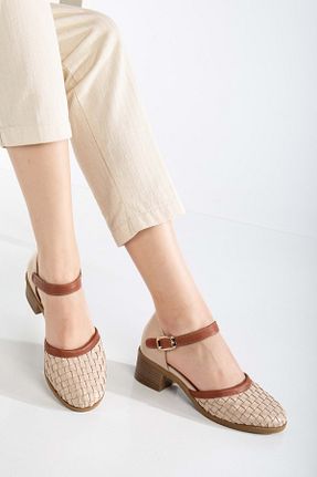 صندل بژ زنانه پاشنه ضخیم ANALİN SHOES - کد 928583067