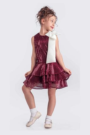 لباس مجلسی و فارغ التحصیلی زرشکی بچه گانه پلی استر vestitino - کد 929935541