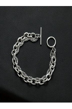 دستبند استیل (فولاد) طوسی استیل ضد زنگ MK AKSESUAR - کد 928627718