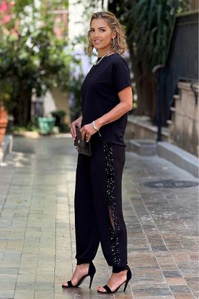 شلوار مشکی زنانه پولک دوزی Nevin Kaya Moda - کد 928623899