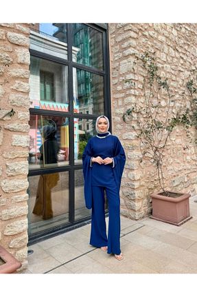 لباس مجلسی حجاب سرمه ای زنانه یقه دوچرخه Serra - کد 928933009
