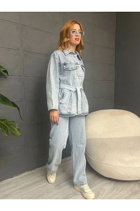 ست بالاتنه و پائین تنه آبی زنانه جین MODA - کد 928630954