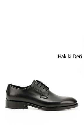 کفش کلاسیک مشکی مردانه چرم خالص GÖNDERİ(R) - کد 933659093
