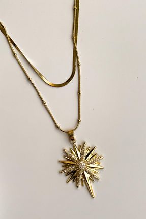 گردنبند استیل ( فولاد ) زرد زنانه استیل ضد زنگ Radino Collection - کد 928638799