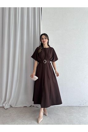 لباس قهوه ای زنانه بافتنی MODA DURAĞI - کد 928642131