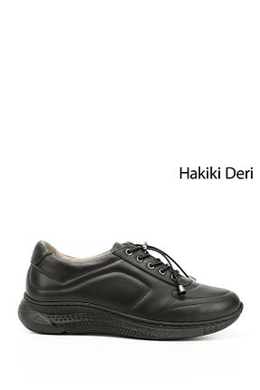کفش کژوال مشکی زنانه چرم خالص GÖNDERİ(R) - کد 654232327