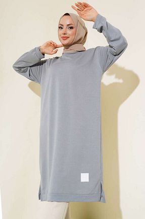 تونیک حجاب طوسی زنانه بافتنی YAZGI MODA - کد 928654820