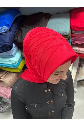 روسری قرمز پلی استر Gülnur tasarım - کد 928731173