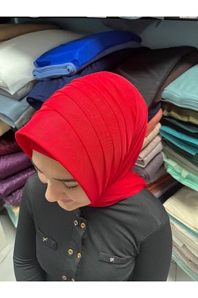 روسری قرمز پلی استر Gülnur tasarım - کد 928731173