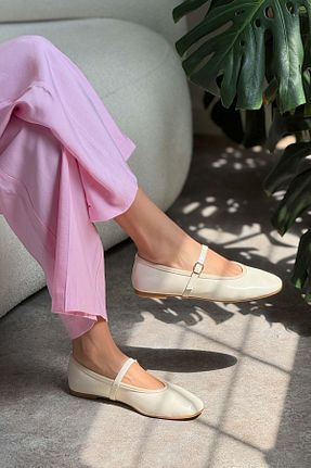 بابت بژ زنانه چرم مصنوعی NİŞANTAŞI SHOES - کد 927611755