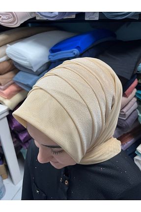 روسری بژ 100 x 100 Gülnur tasarım - کد 928721273