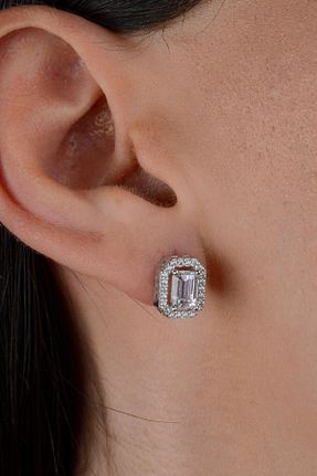 گوشواره نقره سفید زنانه 925 عیار CARAT STONE - کد 804938248