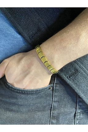 دستبند استیل (فولاد) طلائی زنانه استیل (فولاد) nss sky rock - کد 897113019