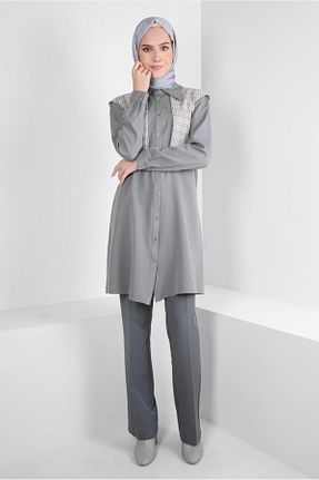 تونیک حجاب طوسی زنانه مخلوط پلی استر Alvina - کد 792004177