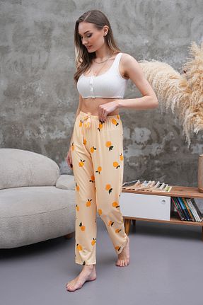 پائین تنه راحتی زرد زنانه پنبه - پلی استر - الاستین Arvin Pijama - کد 928755173