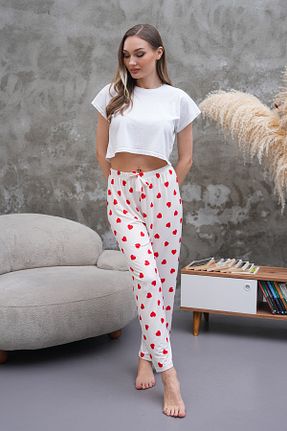 پائین تنه راحتی سفید زنانه پنبه - پلی استر - الاستین Arvin Pijama - کد 928754813