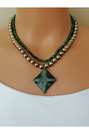 گردنبند جواهر سبز زنانه سنگ طبیعی LemaStone - کد 897845394