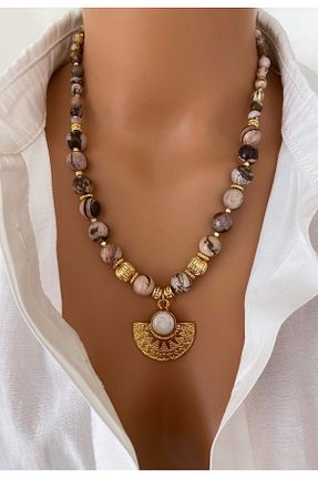گردنبند جواهر قهوه ای زنانه سنگ TARZ-I TAKI - کد 928763060