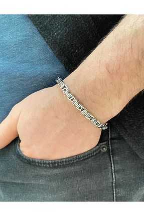 دستبند استیل (فولاد) طوسی زنانه استیل (فولاد) nss sky rock - کد 928765228
