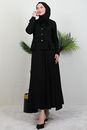 ست بالاتنه و پائین تنه حجاب مشکی زنانه رگولار GİYZAMİLA - کد 928768668