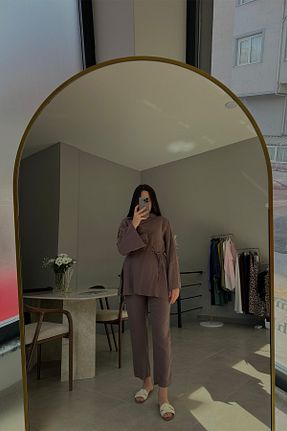 ست بالاتنه و پائین تنه قهوه ای زنانه Gömlek-Pantolon MODA - کد 917856630