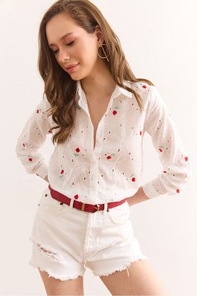 پیراهن سفید زنانه رگولار Olalook - کد 928803854