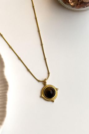 گردنبند استیل ( فولاد ) زرد زنانه استیل ضد زنگ Radino Collection - کد 928532527