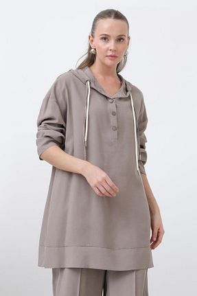 ست بالاتنه و پائین تنه حجاب قهوه ای زنانه رگولار Puane - کد 928840303