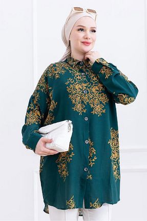 پیراهن حجاب سبز زنانه اورسایز HİFADEN - کد 928853069