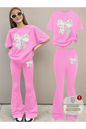 ست بالاتنه و پائین تنه صورتی بچه گانه بافتنی VESTIR BIEN - کد 929060126