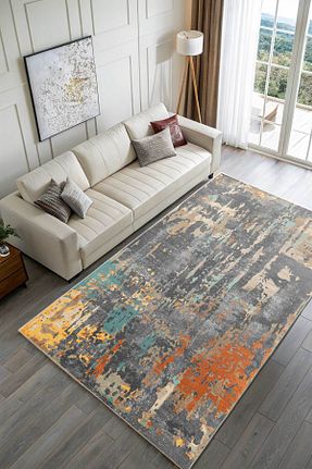 فرش نارنجی زیره ضد لغزش Pastel Home - کد 928891709