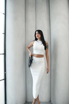 ست بالاتنه و پائین تنه نباتی زنانه تریکو Lusin - کد 928890711