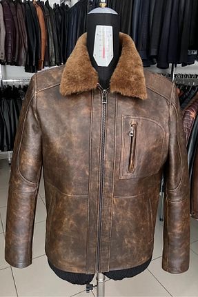 کاپشن قهوه ای مردانه اسلیم فیت DERİJE - کد 928897265