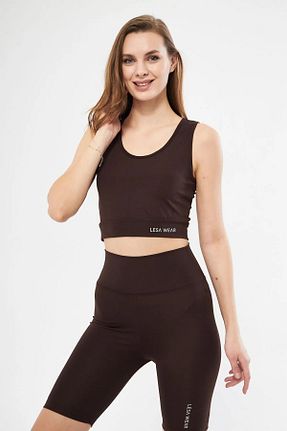 سوتین ورزشی قهوه ای زنانه لیکرا Lesa Wear - کد 824158176
